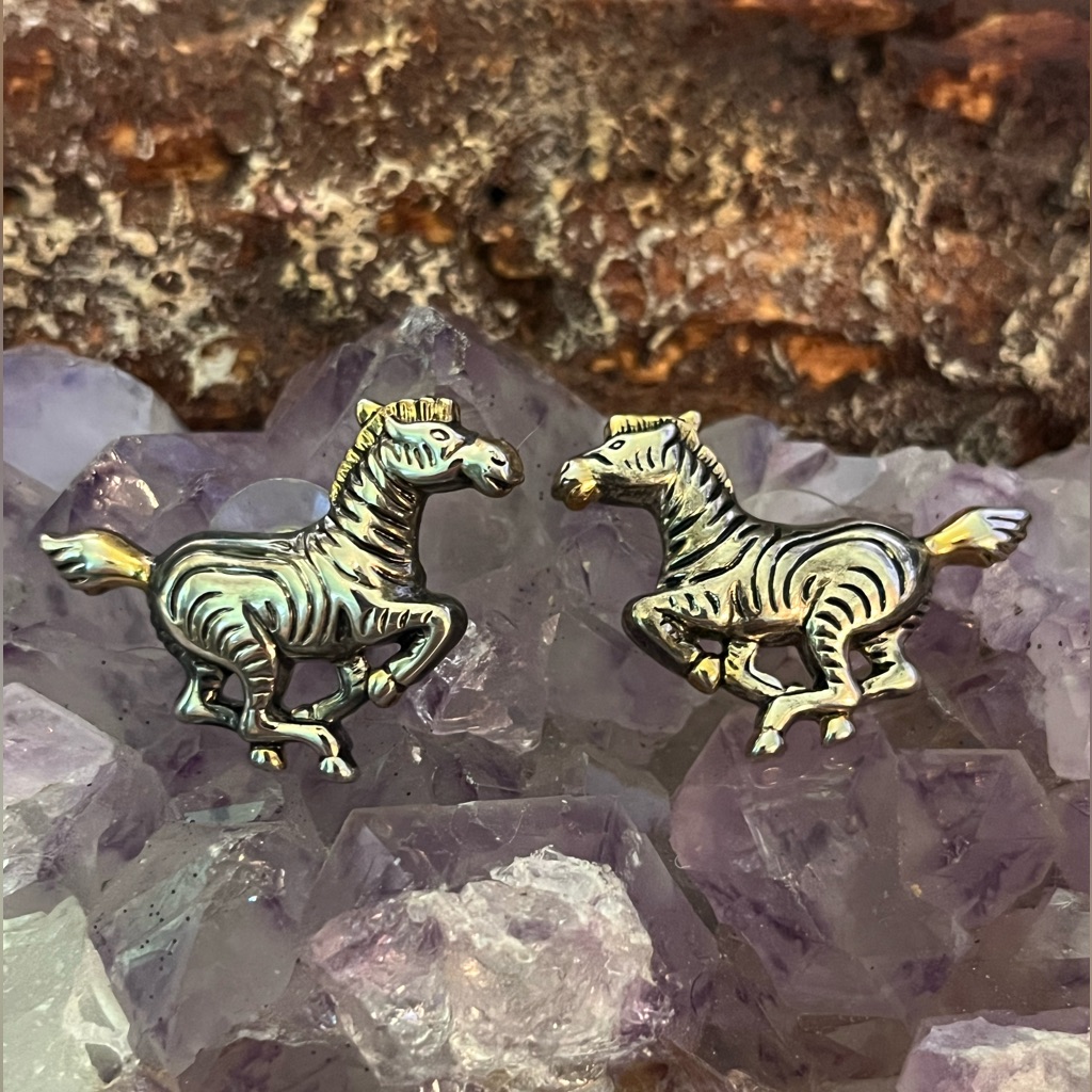 Silver Zebra Earrings 12$